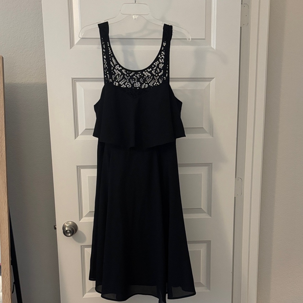 Torrid black Georgette Lace Illusion Skater Dress SZ 16 Plus Size midi NWT